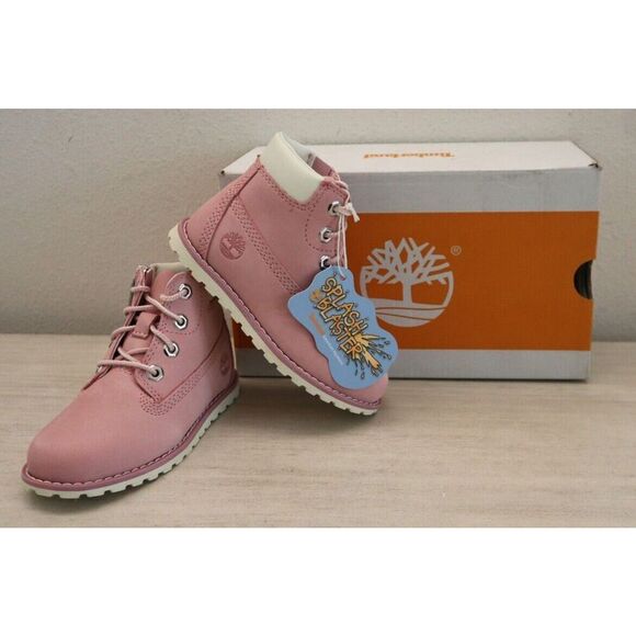 Timberland Toddler Girls' Sz 8M Light Pink Nubuck Pokey Pine 6" Side Zip Boots - Picture 1 of 14